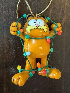 VTG Rare 1978 Garfield Christmas Enesco Ornament with Colorful String Lights
